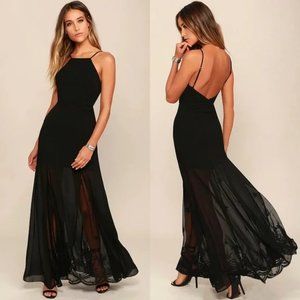 Lulus | Listen to the Rain Black Lace Maxi Dress
